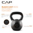 thumbnail image 3 of Kettlebell CAP Barbell de hierro fundido negro de 18 kg, 3 of 8