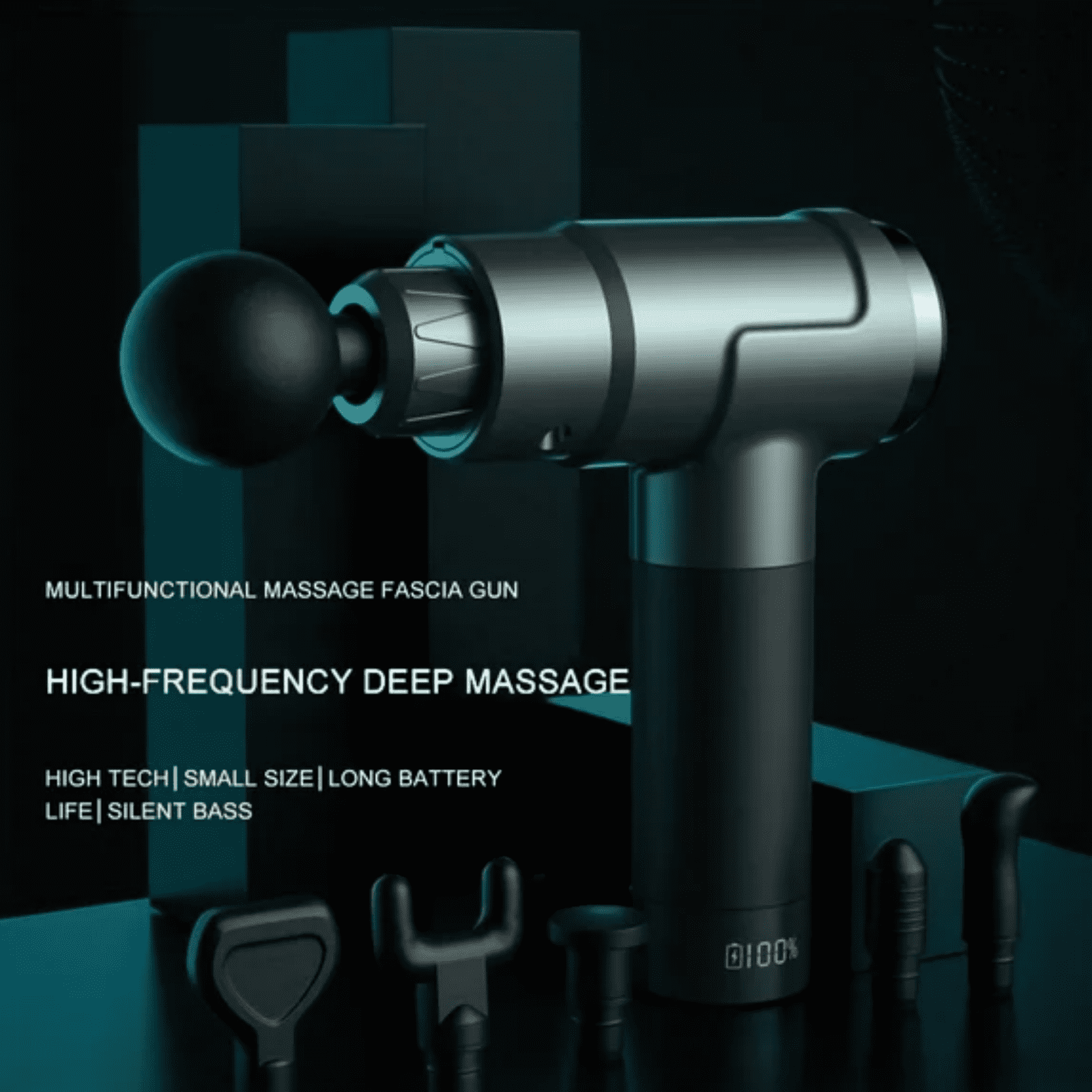 Waxgamo Dual Heads Massage Gun, Handheld Electric Deep Tissue Muscle Massager for Athletes for Pain Relief, Attaching 7 Replacement Heads, Percussion Massager with 12 Speeds