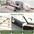 thumbnail image 5 of Uforic King Size Upholstered Velvet Bed Frame with Storage Drawers & Charging Station, Gray, 5 of 6