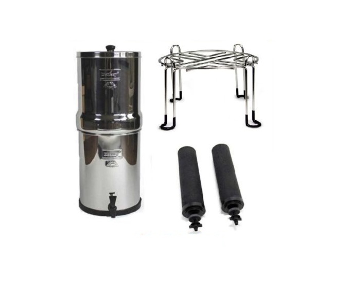 Berkey Crown Water Filter System with 2 Black Filters & Wirestand