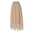 thumbnail image 5 of Coduop Women Long Cake Skirt Elastic Waist Tiered Tulle Layered Princess Wedding Casual Midi Skirt, 5 of 9
