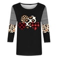 thumbnail image 4 of Valentines Tshirt, Leopard Heart Shirts for Women, 3/4 Sleeve Tops Casual Women Valentine's Day Love Festival Leisure Printed Round Neck Three Quarter Sleeve T-Shirt Loose Top Blouse, 4 of 4