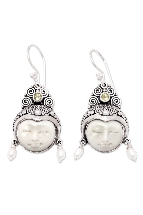 Pearl and peridot dangle earrings, 'Day Dreamers'