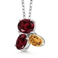 thumbnail image 2 of 925 Silver and 10K Yellow Gold Red Rhodolite Garnet and Orange Red Madeira Citrine Pendant Necklace for Women (2.65 Cttw, Oval 8X6MM, 7X5MM and 6X4MM, Gemstone January Birthstone, with 18 inch Chain), 2 of 4