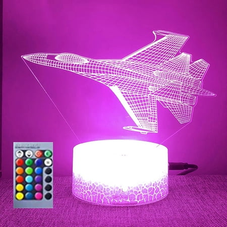

YSTIAN 3D Plane Night Light Lamp Illusion 16 Color Changing Table Desk Decoration Lamps Gift with Acrylic Flat ABS Base USB Cable Toy