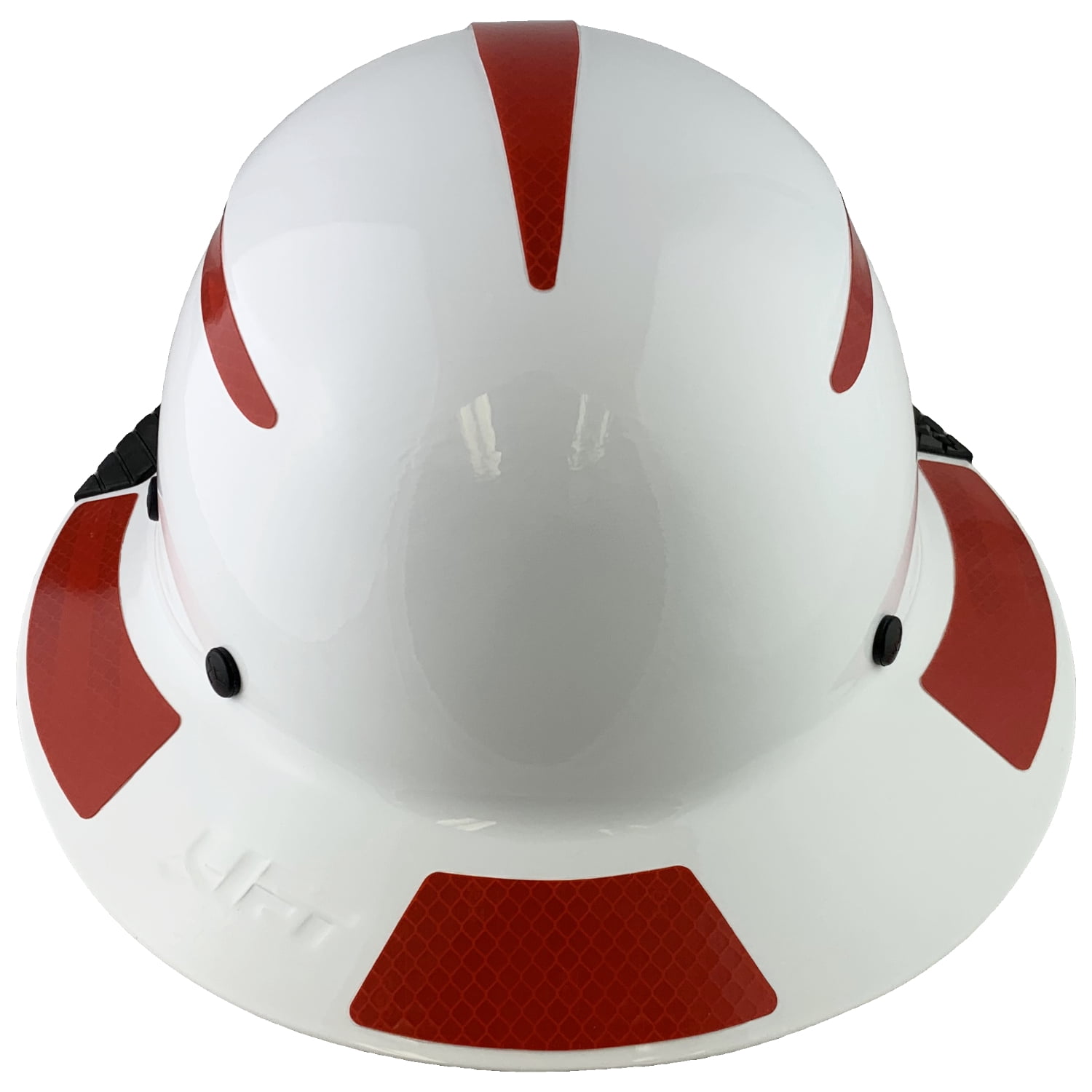 Lift Safety Helmet - Actual Carbon Fiber Full Brim Hard Hat - White with Red Reflective Decals with Hard Hat Tote Bag