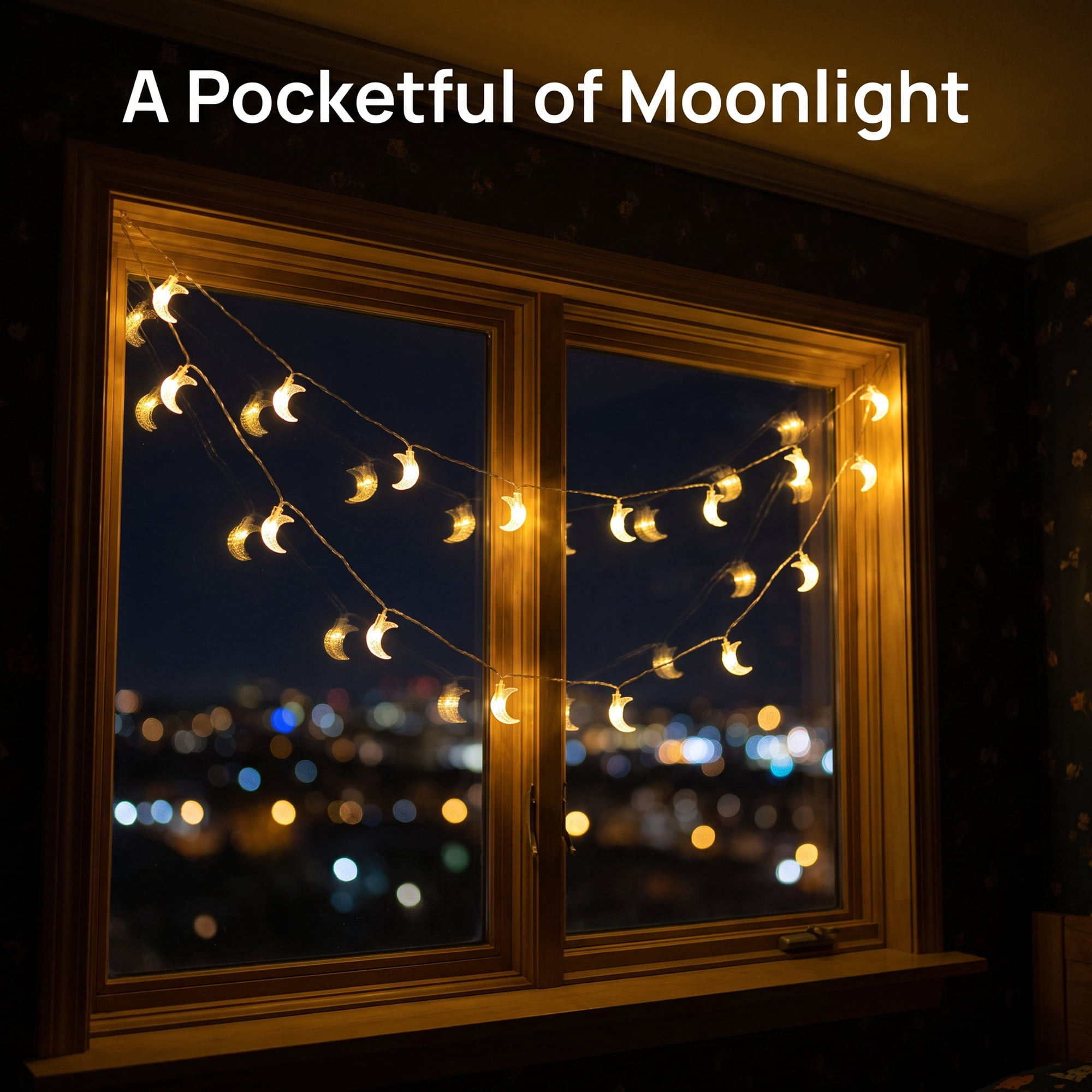 Unique Bargains Moon Fairy Lights for Decor 9.8 ft Battery Operated Twinkle Lights