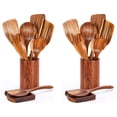 thumbnail image 1 of 18 PCS Wooden Spoons for Cooking, Wooden Utensils for Cooking with Utensils Holder, Teak Wooden Kitchen Utensils Set, 1 of 7