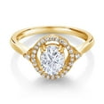 thumbnail image 2 of Gem Stone King 18K Yellow Gold Plated Silver Ring Set with Near Colorless (GH, Size 6) Oval Moissanite (1.24 Cttw, Size 6), 2 of 4