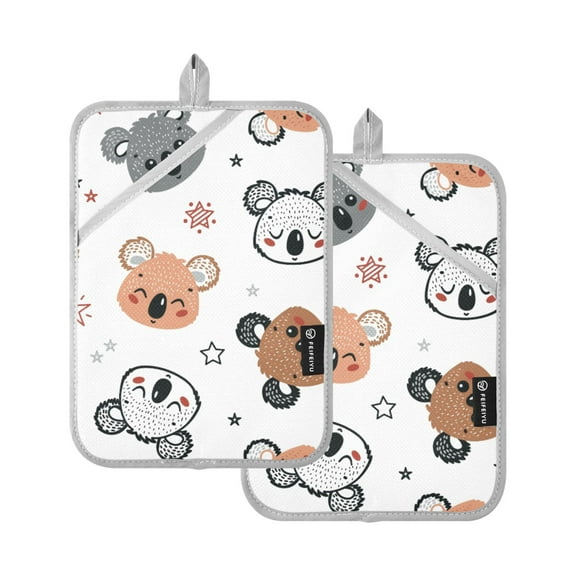 Cute Koala Bears and Stars Pot Holders Set of 2 Heat Resistant Kitchen Oven Gloves Potholder Cooking Baking Microwave Mitts