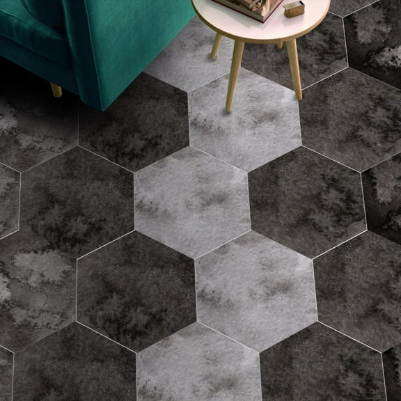 10 Unids Simulación Hexagonal Patrón Único Impermeable Antideslizante Autoadhesivo Azulejo Samfox Etiqueta de Piso