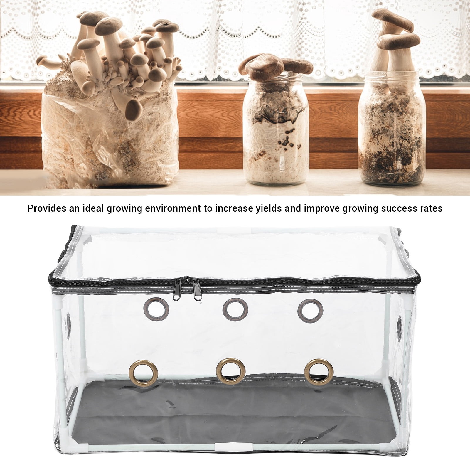 YAHHU Still Air Box Mushroom Mycology Fume Hood Propagation Station PVC Clear Mushroom Grow Tent Kit Planting Bag Set for Home Scientists and Plant Enthusiasts (11.81 inches / 30 cm)