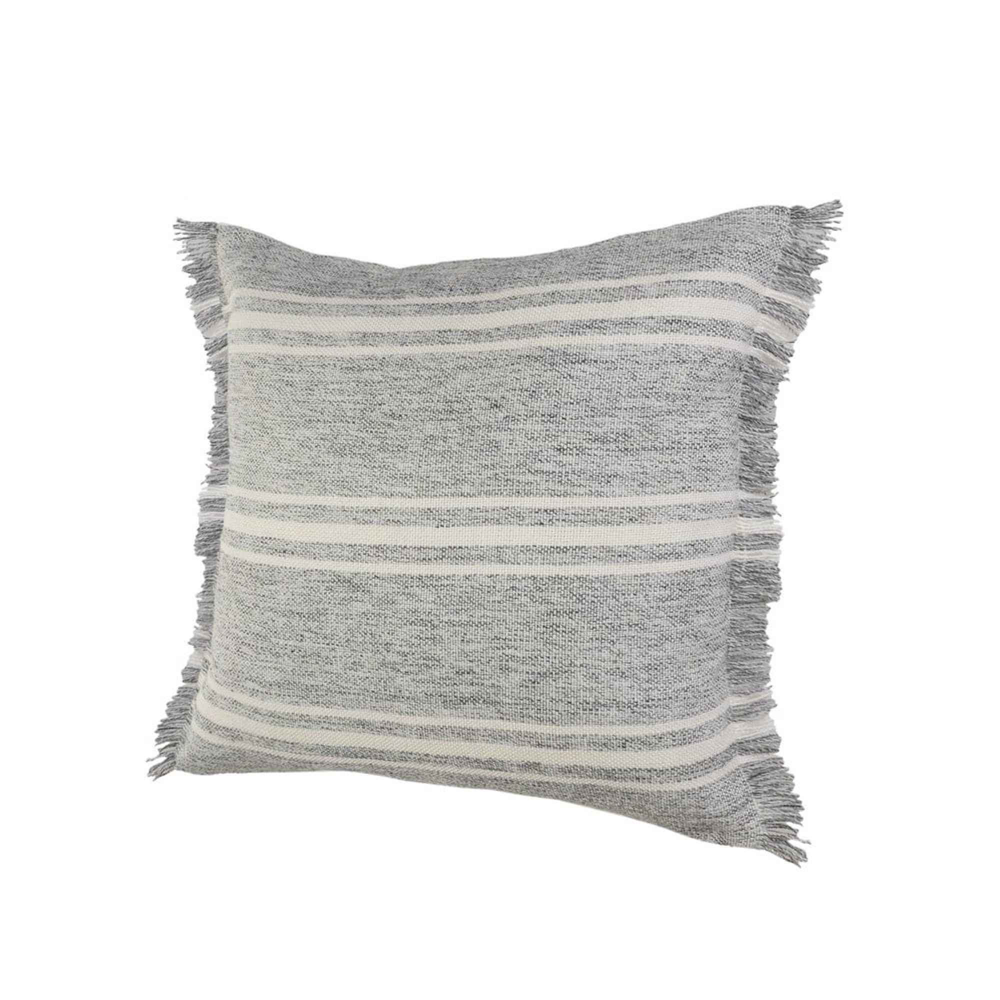 Ox Bay 24" x 24" Hand-Woven Gray/ White Stripe Resistant Polyester Pillow Cover