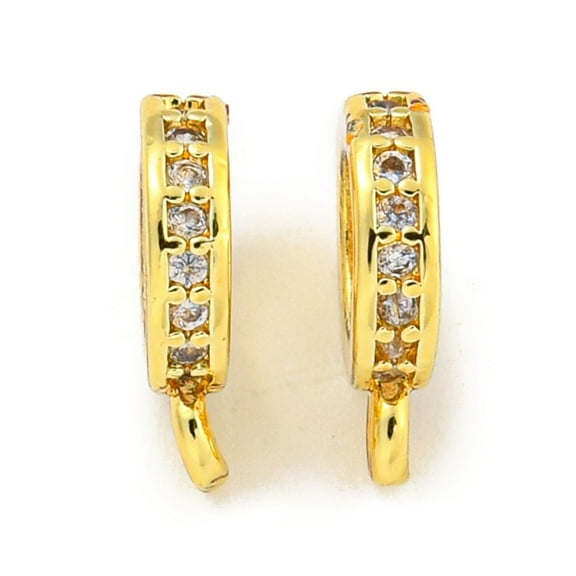 30pc Brass Cubic Zirconia Tube Bails Loop Bails Long-Lasting Plated Lead Free & Cadmium Free Flat Round Real 18K Gold Plated 10x7.5x2mm Hole: 1.2mm and 5mm