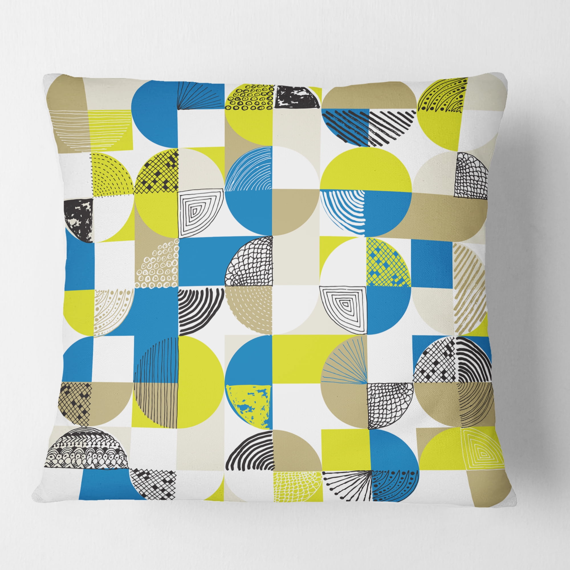 Designart Circular Retro Design I' Mid-Century Modern Throw Pillow - 16x16