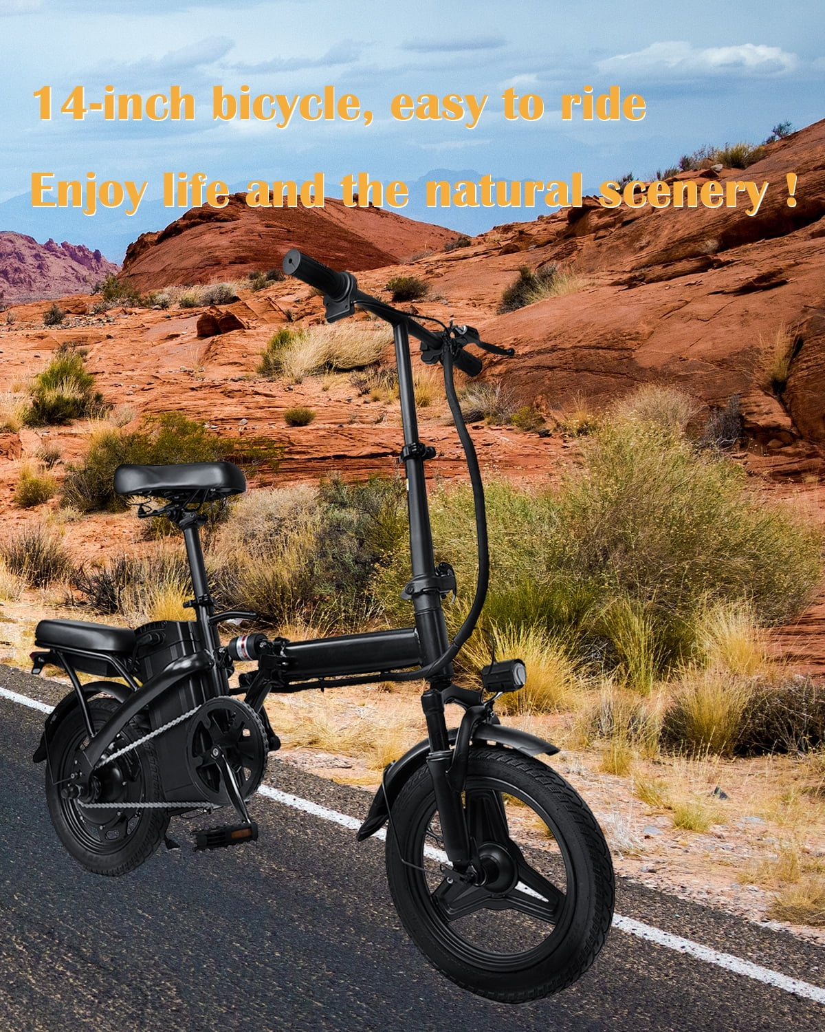 APYEAR 14" Folding Electric Bike 20 Miles, 500W Peak Electric Bicycle for Adults,  Ebike Speed of 15MPH, Suitable for Commuting‌ UL 2849