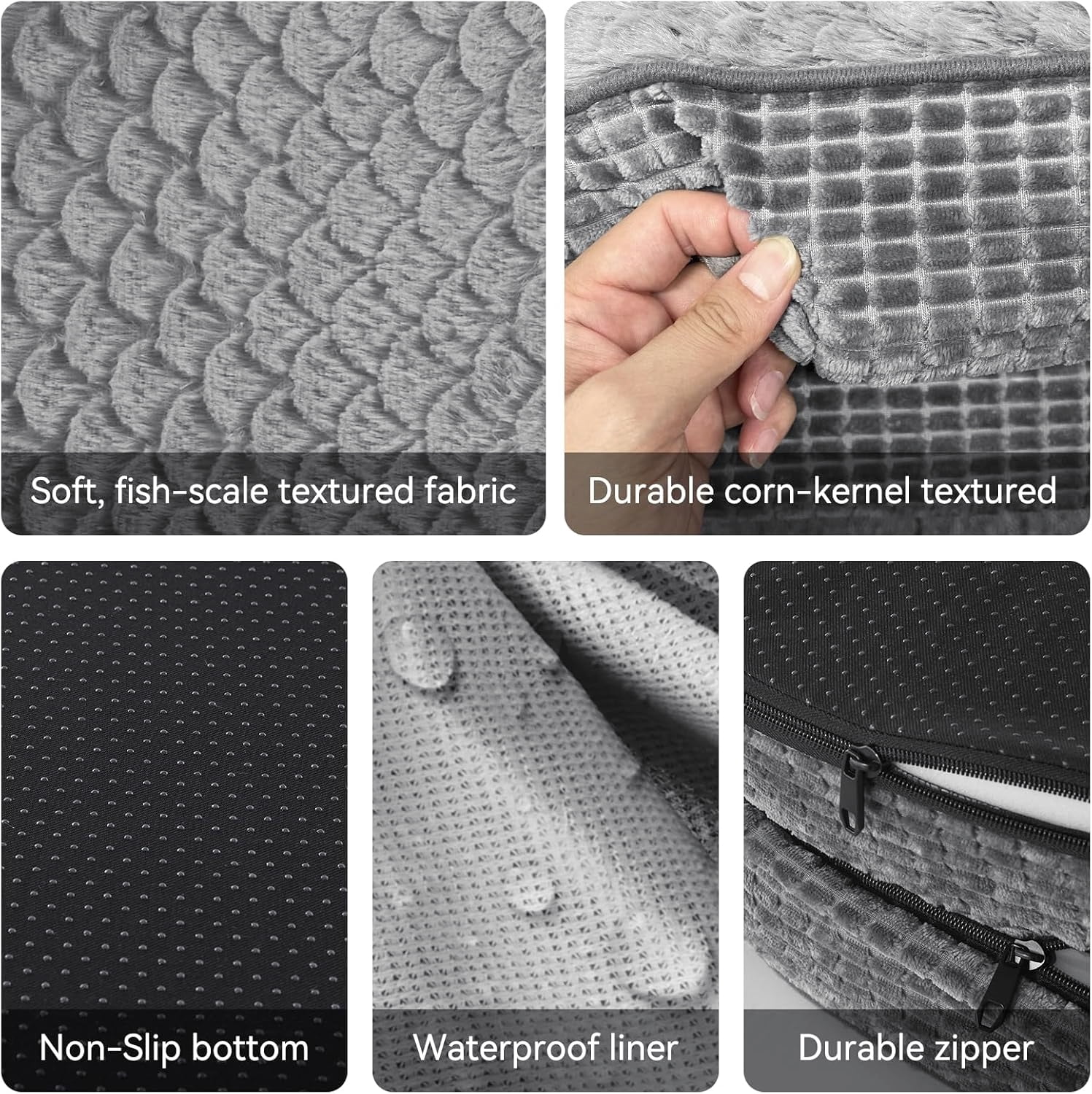 Comfortable XL Orthopedic Dog Bed Grey with Removable Washable Cover and Support