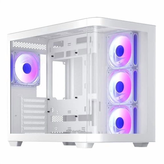 DARKFLASH ATX MID-TOWER GAMING PC CASE BACK PLUG-IN BTF DPW90 - WHITE