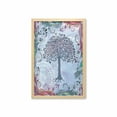thumbnail image 1 of Nature Wall Art with Frame, Tree of Life Motif Peacock Feathers Tribal Vintage Prehistoric Flora Illustration, Printed Fabric Poster for Bathroom Living Room, 23" x 35", Blue, by Ambesonne, 1 of 2