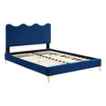 thumbnail image 2 of Modway Lit Plateforme Simple Moderne en Velours de Performance - Bleu Marine, 2 of 12