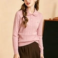 thumbnail image 5 of Mifsaly Girls Pullover Sweater Peter Pan Collar Long Sleeve Cable Knit Sweaters Cozy Preppy Knitwear Fall Winter School Uniforms, 5 of 9