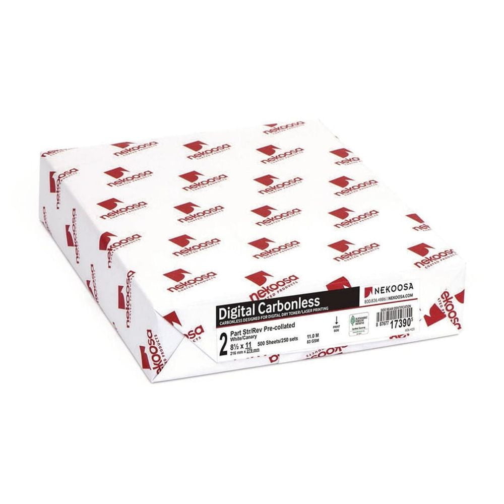 Fast Pack Digital Carbonless Paper 2-Part, 8.5 x 11, White/Canary, 500 Sheets/Ream, 5 Reams/Carton