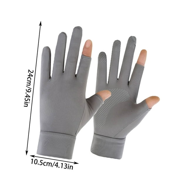 Guantes de pesca para hombre y mujer, guantes para conducir, senderismo y protección solar. Palma de silicona antideslizante, pulgar e índice con pantalla táctil, transpirables y con protección UV.