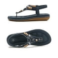 thumbnail image 5 of Women's Beaded Toe-Post Sandals - Rhinestone Embellished Wedge Heel Flip Flops with Cushioned Footbed, 5 of 10