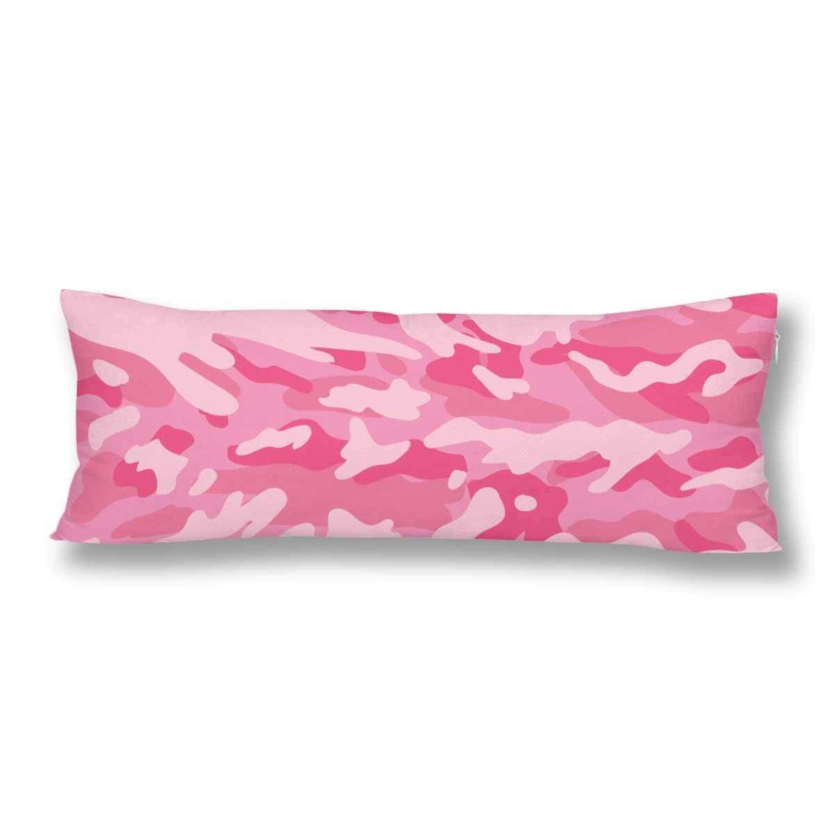 ABPHOTO Pink Camouflage Camo Body Pillow Covers Case Protector 20x60