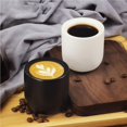 thumbnail image 4 of 2pcs Black + White Coffee Mug with Inclined Cup Mouth Design Simple Style Ceramic Coffee Cup for Coffee Shop Western Restaurant Party, 4 of 9