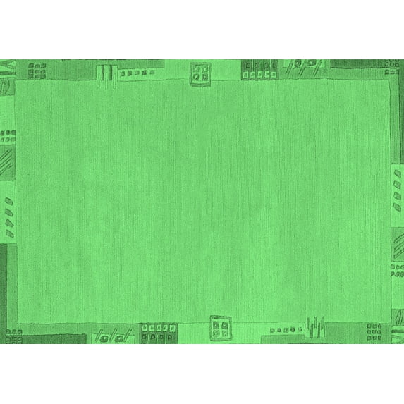 Ahgly Company Indoor Rectangle Abstract Emerald Green Modern Area Rugs, 5' x 7'