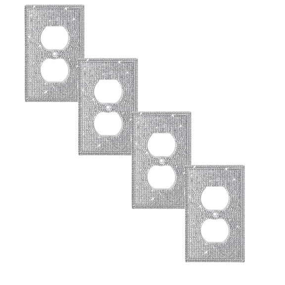 4 Pack Shiny Rhinestones Wall Plate Cover, Bling Light Switch Cover, Outlet Covers, Sparkly Diamond Wall Plate Cover for Rhinestones Outlet Plate Decoration with Screw