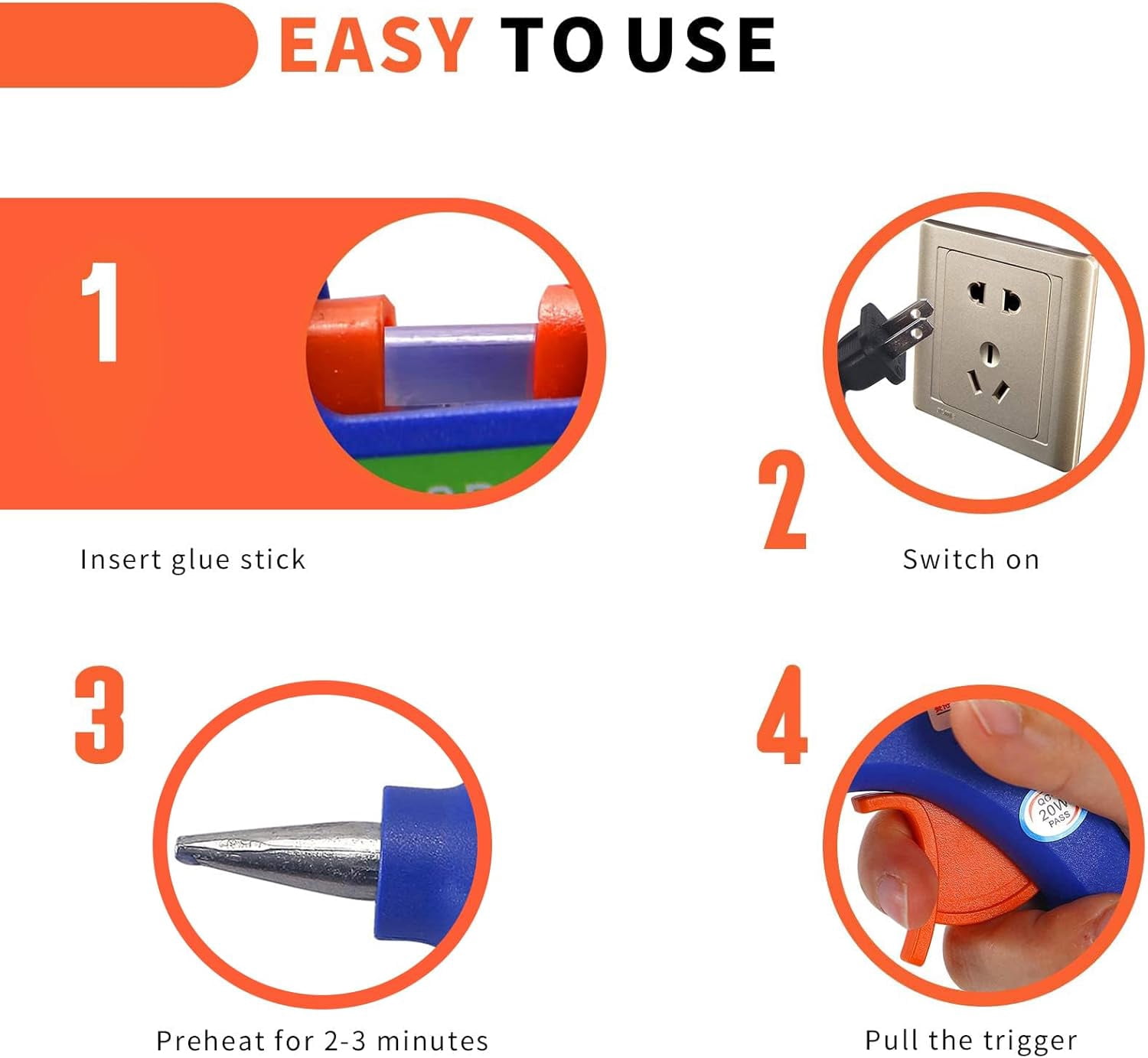 Glue Gun and Sticks Set, Hot Melt Glue Gun Mini for Crafts with 20 Pcs Glue Sticks and 20 Wood Craft Sticks,Hot Mini Glue Guns with Hardshell Carrying Case for School DIY Arts, Craft