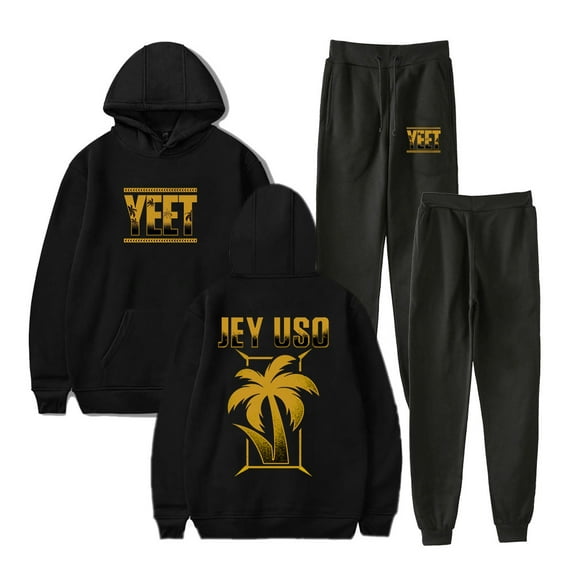 Jey Uso Yeet Golden Logo Hoodies Jogger Pants Two Piece Set Sweatshirts Sweatpants Women Men's Set