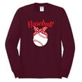 thumbnail image 2 of Wild Bobby, Cute Baseball Mom Ribbon Gift, Mother's Day, Men Long Sleeve Shirt, Maroon, Small, 2 of 3
