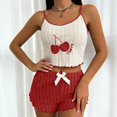 thumbnail image 2 of Pajamas for Women Set Cherry Embroidered Soft Sleeveless Tank Top and Shorts Two Piece Outfit, 2 of 4
