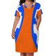 thumbnail image 2 of Vestido colgante con bolsillos para dama de honor de mujer en azul y naranja., 2 of 6