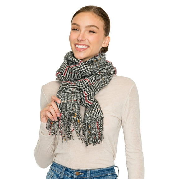 BASICO Fall Scarf for Women, Winter Scarf, Women's Scarves & Wraps, Blanket Scarf, Fall Accessories (17 Colors) (Glen Check - Gray)