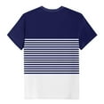 thumbnail image 3 of Olyvenn Womens T Shirts Short Sleeve Pleated Dressy Casual Scooped Neck Summer Button Tops Color Block Striped Blouses Dark Blue L, 3 of 7