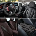 thumbnail image 4 of Pzuqiu 14 Pcs Auto Interior Covers Front Saddle Blanket Rear Split Bench Cover Steering Wheel Center Console Cushion Pad Shoulder Strap Pads Seat Headrest Coasters Keychain Bats Spider Web Pattern, 4 of 7