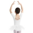 thumbnail image 3 of Sxiwei Kids Girls Short Sleeve Ballet Dance Dress Tutu Skirt Leotard Gymnastics Outfit Dancewear White 12-14, 3 of 7