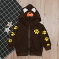 thumbnail image 5 of Odeerbi Toddler Winter Coat Kids Boys Outerwear Jackets Girls Hoody Jackets Zip Up Coats Sweatshirt Brown, 5 of 9