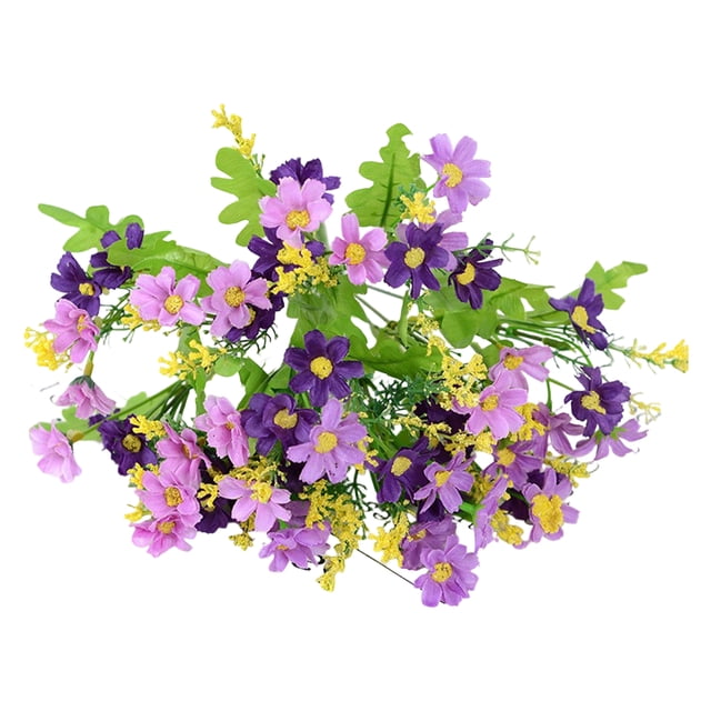 Flores artificiales de 28 cabezas para exteriores, flores silvestres de seda sintética con tallo, arreglo floral falso para macetas, cestas colgantes, porche, patio, decoración de jardín.