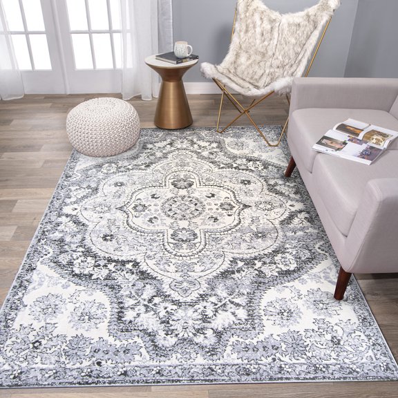 World Rug Gallery Distressed Vintage Bohemian Ivory 5' x 7' Area Rug