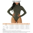 thumbnail image 6 of Women's Long Sleeve Bodysuit - Turtleneck, Slim Fit, Pure Color, High Elasticity, Snap Closure - Olive Drab Green, Medium, 6 of 6