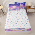 thumbnail image 4 of Erosebridal Kawaii Galaxy Star Axolotl Zipper Twin Comforter Sets with Fitted Sheet and 2 Pillowcases,Pastel Dreamy Cloud Zipper Bedding Set,Lavender Purple Pink Blue,Reversible, 4 of 6