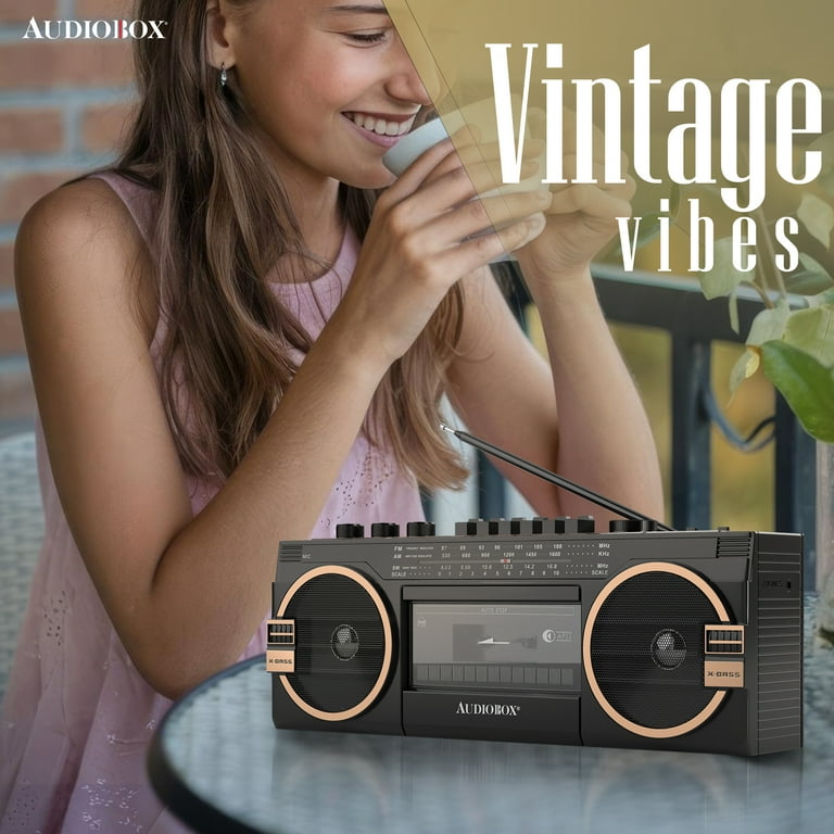 Retro Bluetooth Boombox met cassettespeler, AM/FM-radio