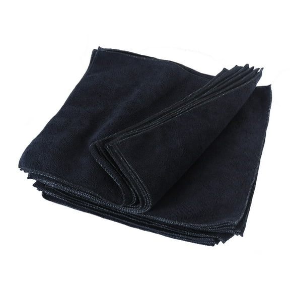 Eurow Microfiber Premium 12 x 12 350 GSM Cleaning Towels Black - 25 Pk