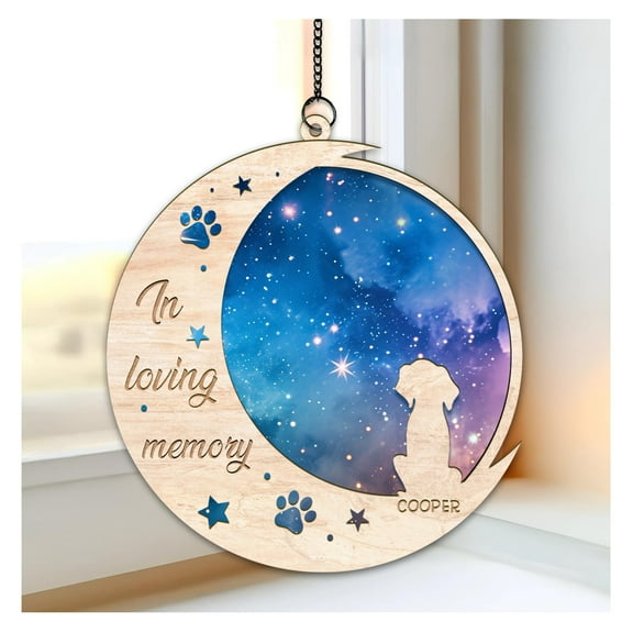 Personalized Dog Memorial Suncatcher - Pet Loss Sympathy Gift for Dog Lovers - Custom Name Hanging Indoor Window Decor - Ornament Decoration