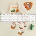 thumbnail image 4 of Ulanda Thanksgiving Baby Girl Boy Outfits Turkey Romper Pants Set Hat 3pcs Newborn Infant Baby Girl Boy Clothes Set (Khaki, 6-9 Months), 4 of 9